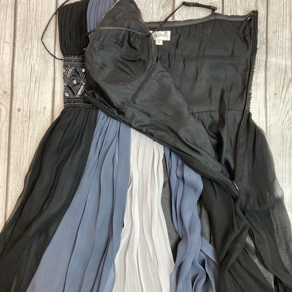 Oleg Cassini Color Block Silk Cocktail Dress - Picture 10 of 16